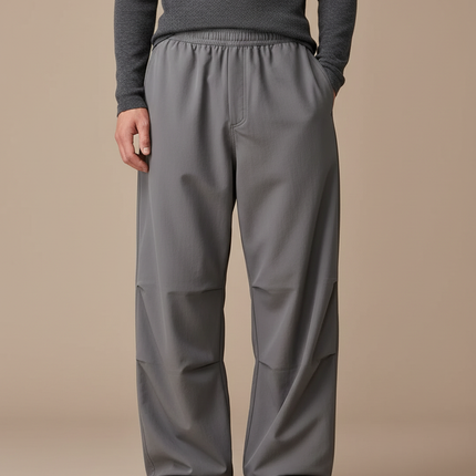 Pantalon Parachute Gris Ample Décontracté Unisexe - Polyester