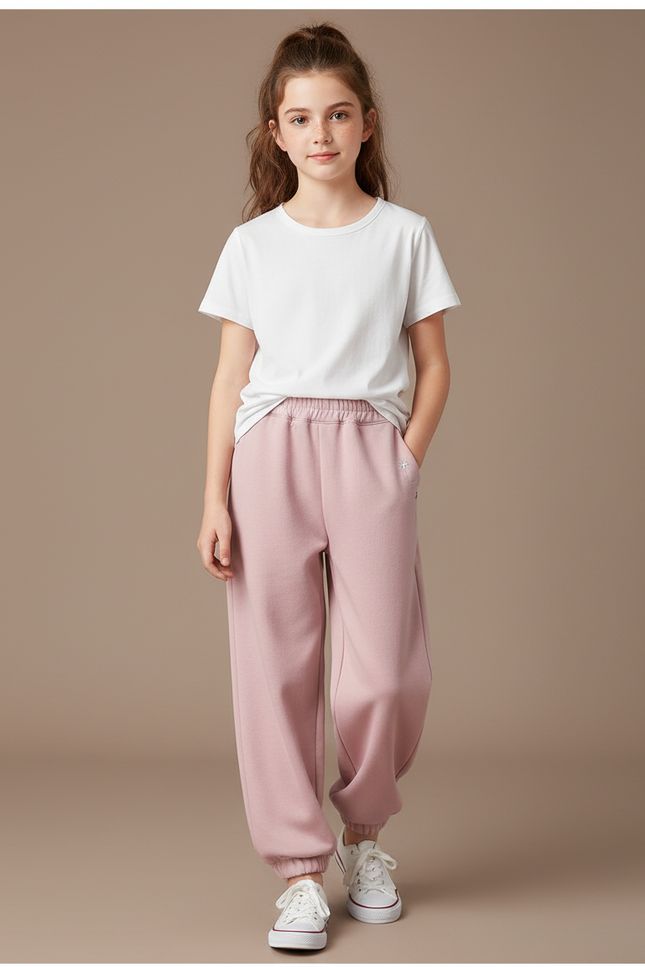 Pantalon Parachute Rose Ample Confortable Enfant - Molleton