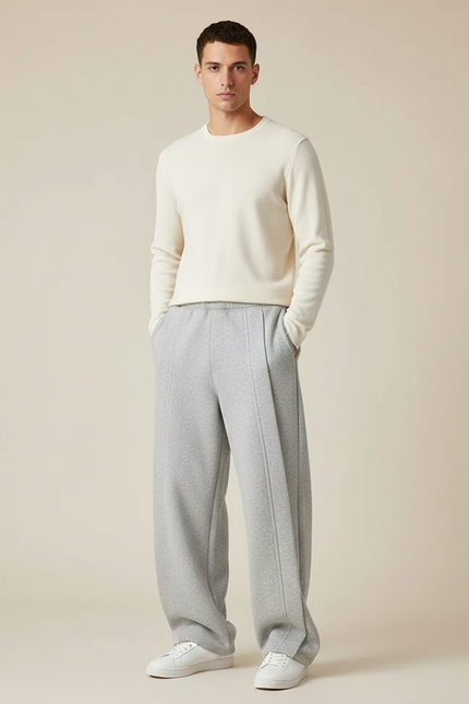 Pantalon Parachute Gris Ample Décontracté Molleton Homme