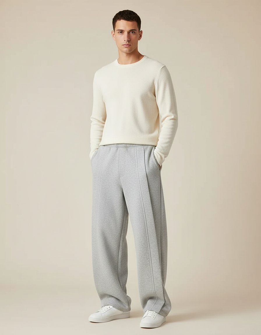 Pantalon Parachute Gris Ample Décontracté Molleton Homme