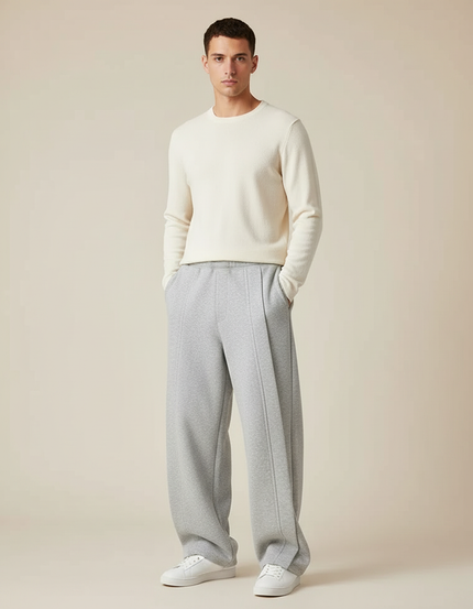 Pantalon Parachute Gris Ample Décontracté Molleton Homme