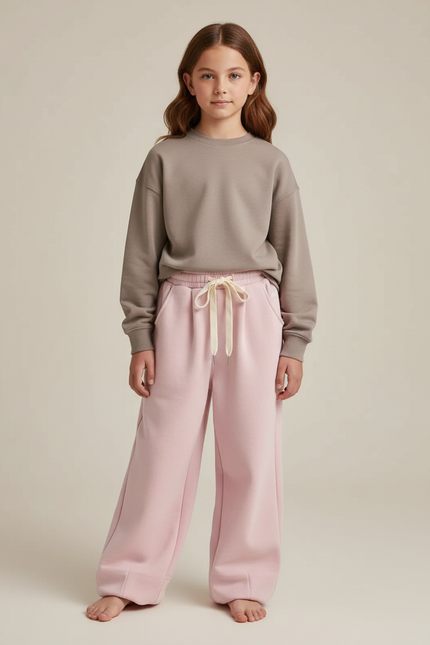 Pantalon Parachute Rose Ample Molletonné Doux Enfant