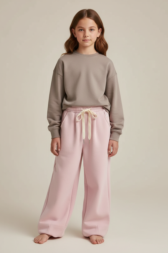 Pantalon Parachute Rose Ample Molletonné Doux Enfant