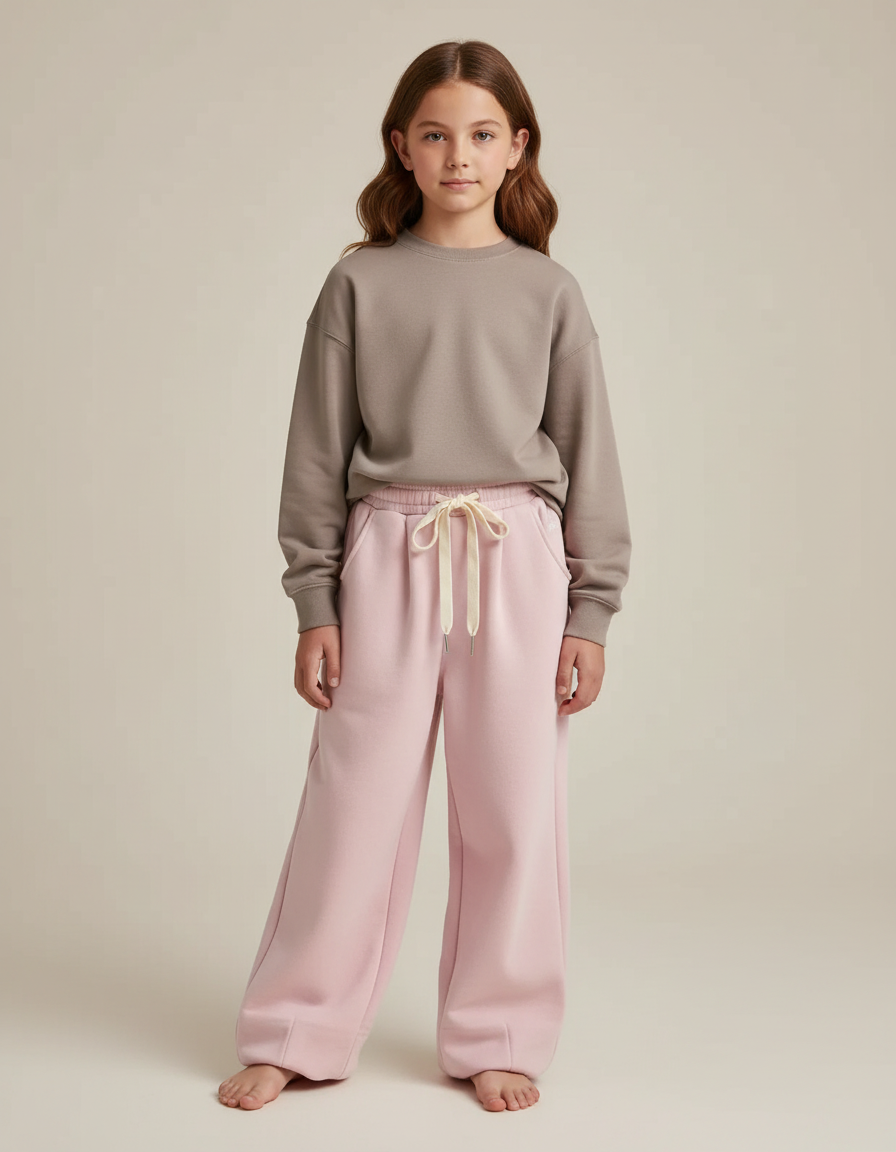 Pantalon Parachute Rose Ample Molletonné Doux Enfant