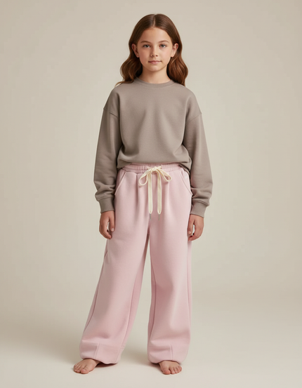 Pantalon Parachute Rose Ample Molletonné Doux Enfant