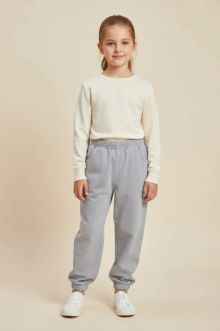 Pantalon Parachute Gris Ample Coton Élastiqué Enfant - Molleton