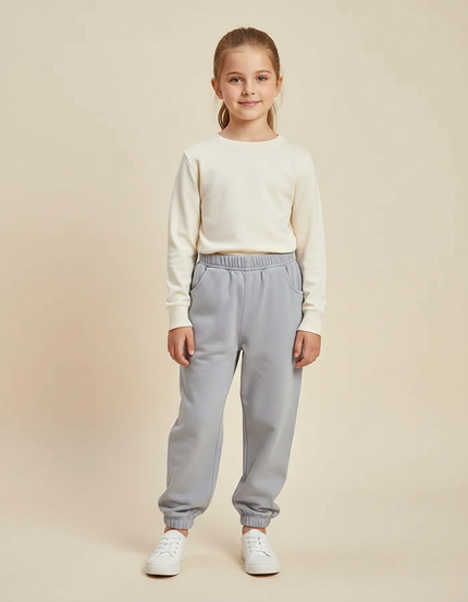 Pantalon Parachute Gris Ample Coton Élastiqué Enfant - Molleton