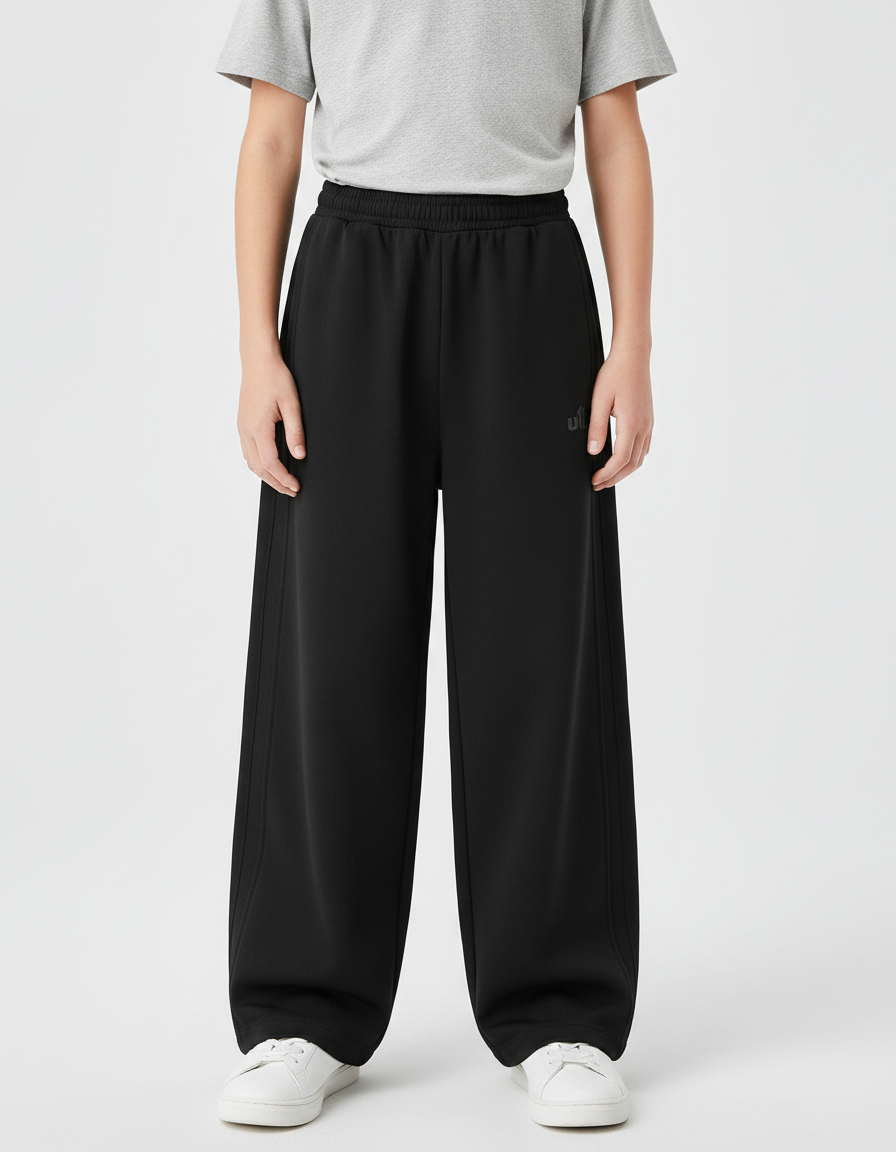 Pantalon Parachute Noir Ample Décontracté Enfant Coton - Molleton