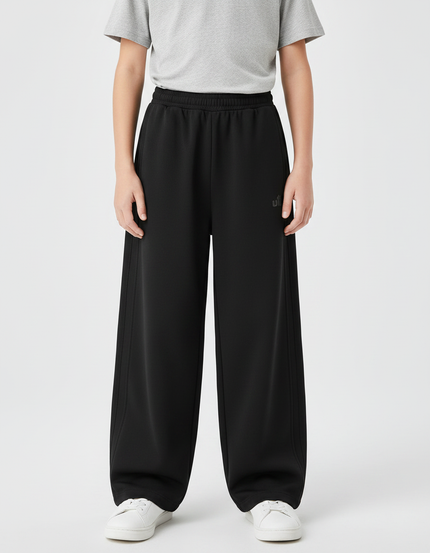 Pantalon Parachute Noir Ample Décontracté Enfant Coton - Molleton