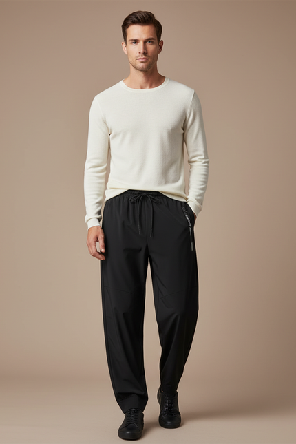 Pantalon Parachute Noir Fluide Décontracté Sport Homme - Polyester