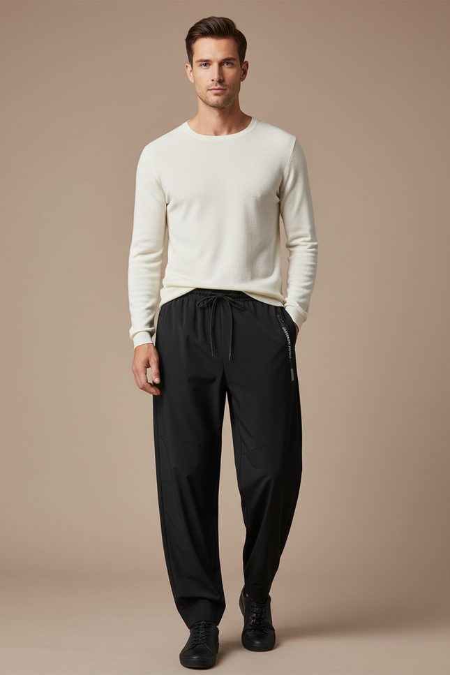 Pantalon Parachute Noir Fluide Décontracté Sport Homme - Polyester