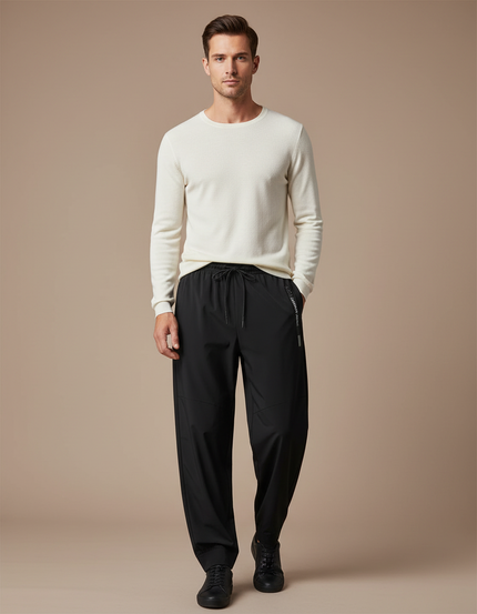 Pantalon Parachute Noir Fluide Décontracté Sport Homme - Polyester