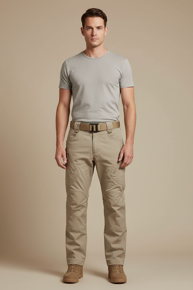 Pantalon Parachute Tactique Cargo Beige Homme Résistant - Toile
