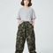 Pantalon Parachute Camouflage Cargo Ample Unisexe - Kaki Molleton