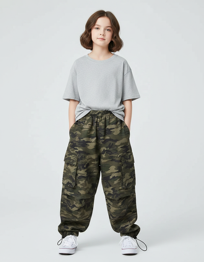 Pantalon Parachute Femme Kaki
