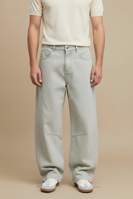 Pantalon Parachute Gris Clair Ample Coton Homme - Jean