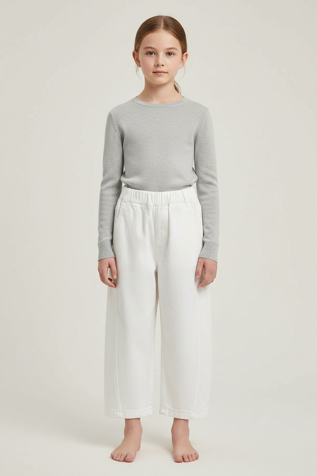 Pantalon Parachute Blanc Ample Coton Enfant Fille