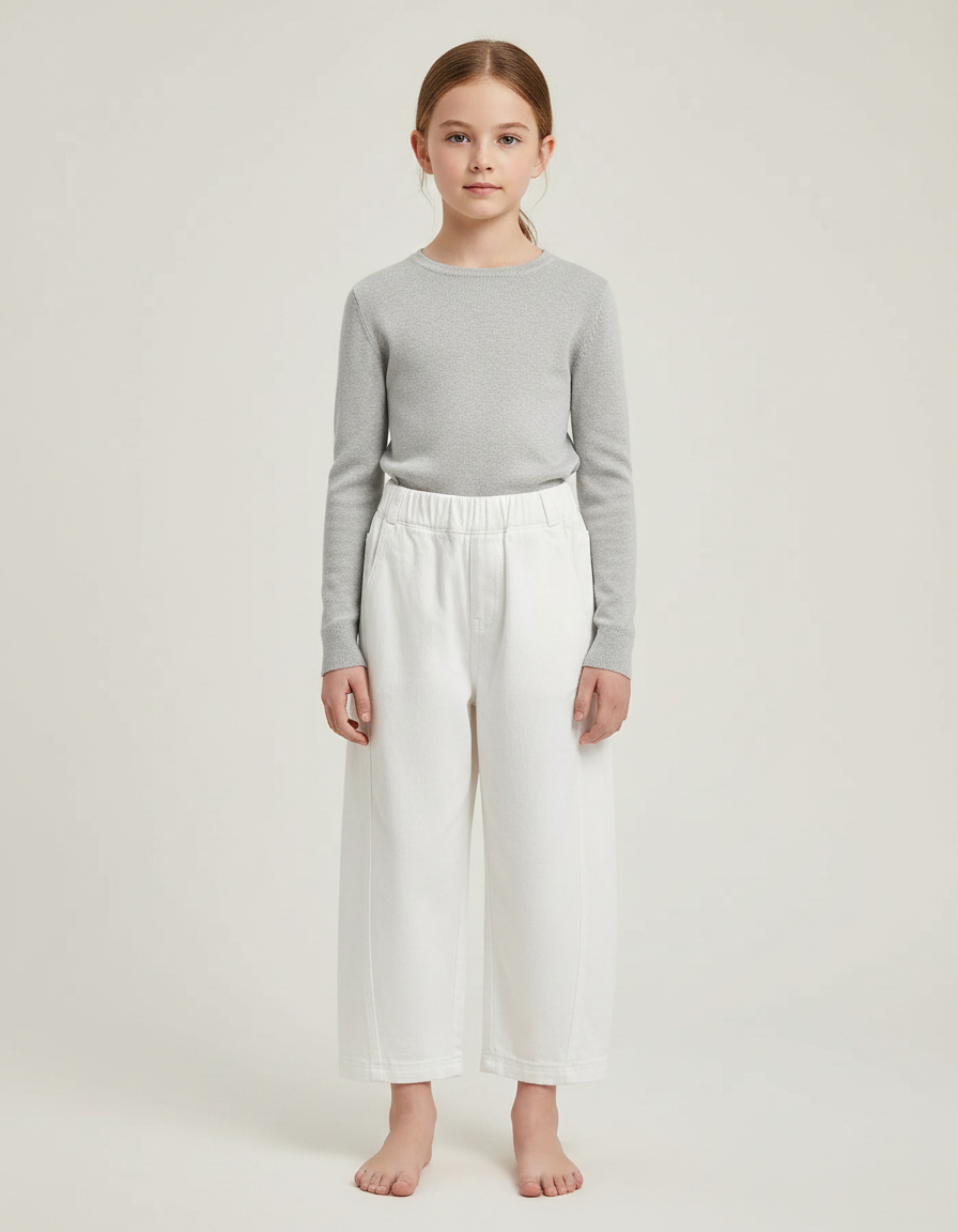 Pantalon Parachute Blanc Ample Coton Enfant Fille