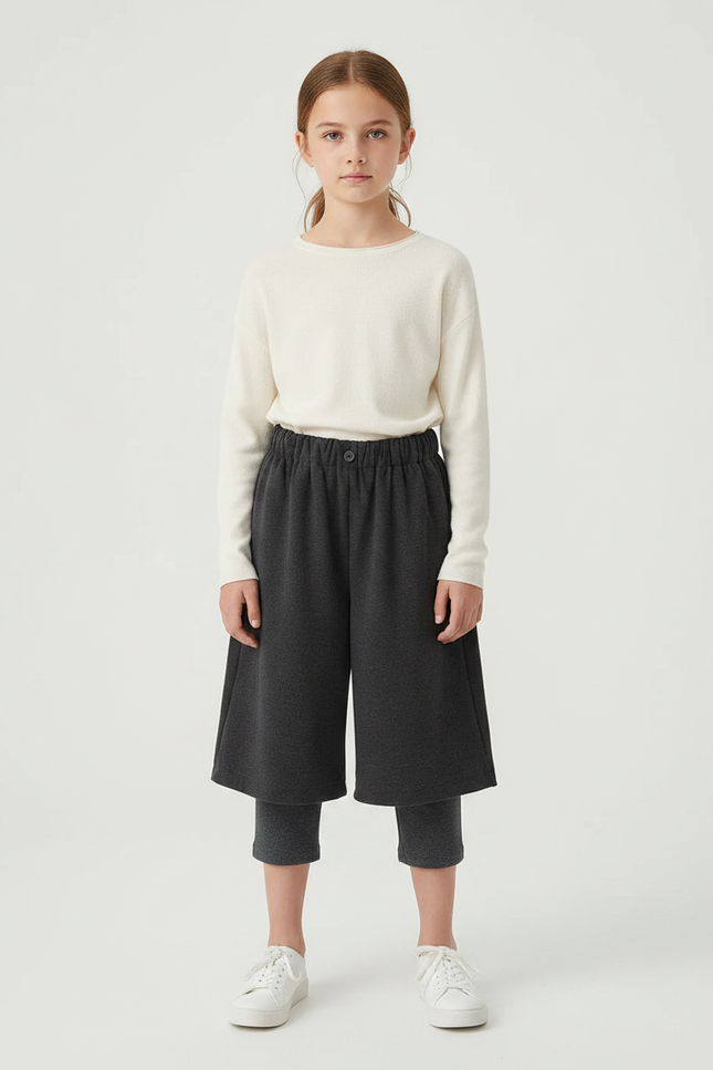 Pantalon Parachute Gris Ample Fille Hiver Velours