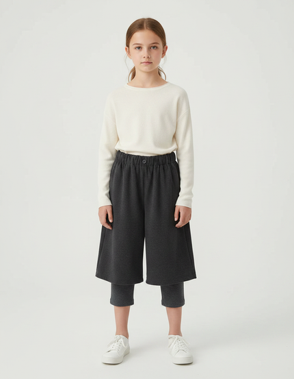 Pantalon Parachute Gris Ample Fille Hiver Velours
