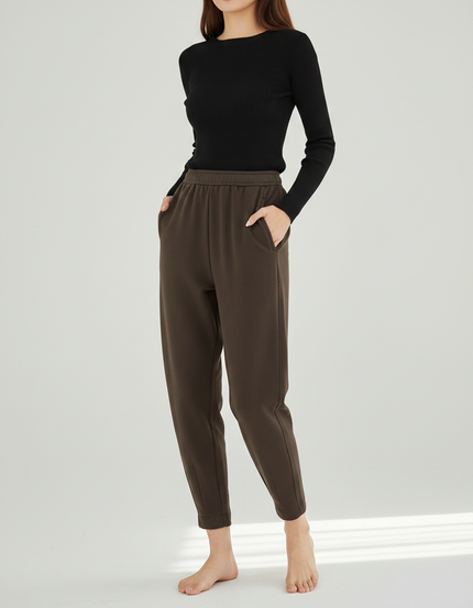 Pantalon Parachute Marron Chaud Confortable Décontracté Femme - Molleton