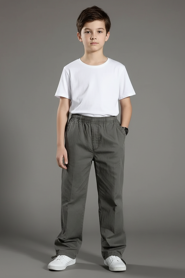 Pantalon Parachute Kaki Coton Ample Décontracté Enfant