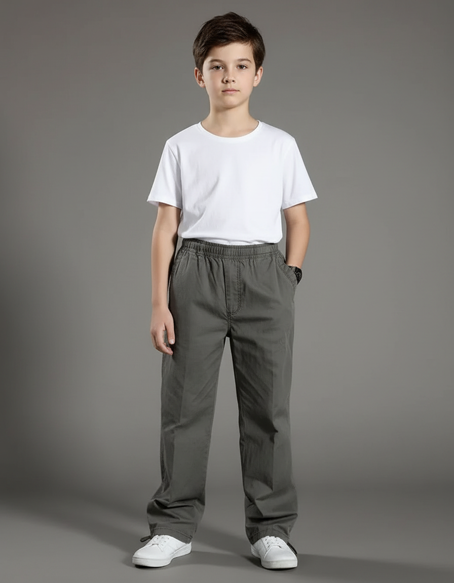 Pantalon Parachute Kaki Coton Ample Décontracté Enfant