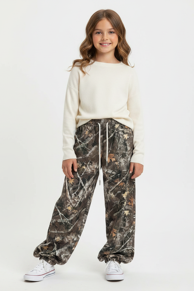 Pantalon Parachute Camouflage Ample Décontracté Enfant - Imprimé Molleton