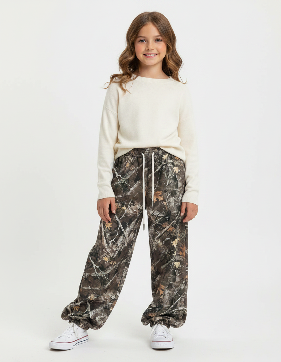 Pantalon Parachute Camouflage Ample Décontracté Enfant - Imprimé Molleton