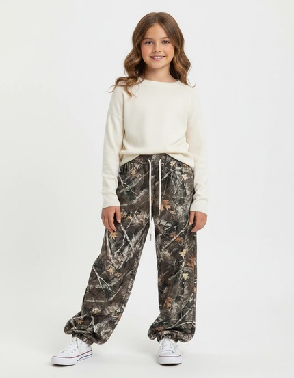 Pantalon Parachute Camouflage Ample Décontracté Enfant - Imprimé Molleton