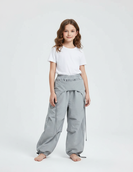 Pantalon Parachute Gris Ample Nylon Enfant - Polyester