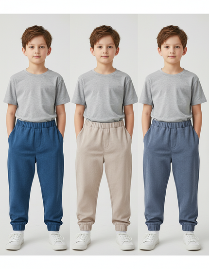 Pantalon Parachute Côtelé Ample Décontracté Garçon - Bleu Cordé