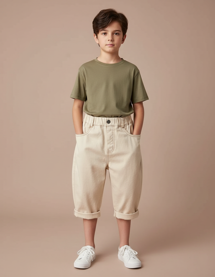 Pantalon Parachute Garçon Beige Baggy - Jean