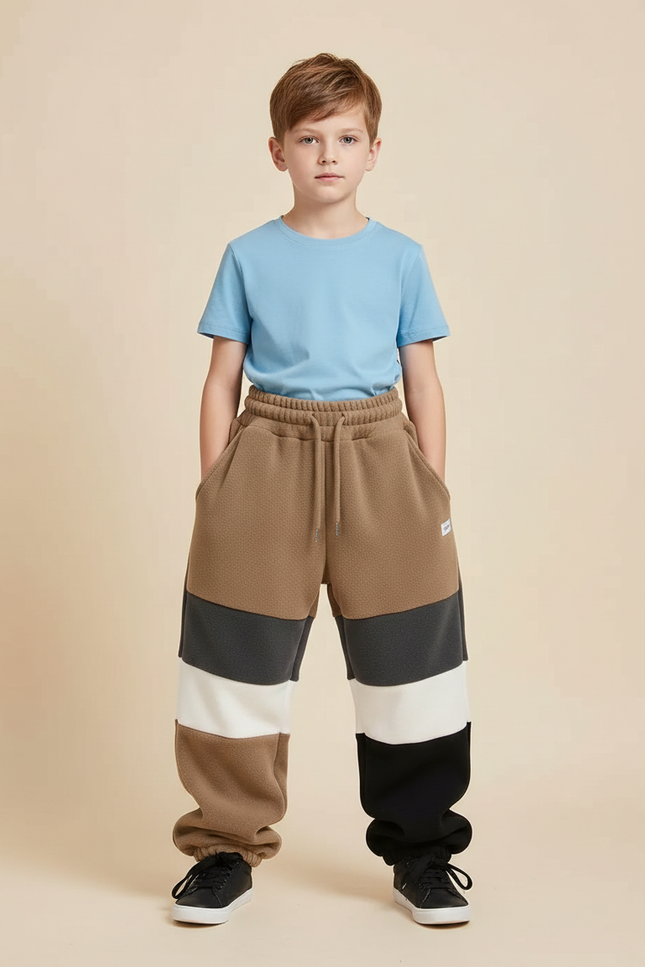 Pantalon Parachute Molleton Bicolore Ample Enfant Confortable - Multicolore