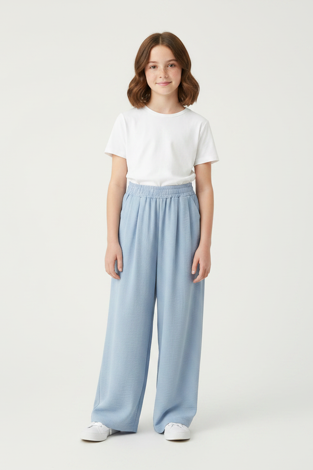 Pantalon Parachute Bleu Ciel Ample Fluide Décontracté Femme - Viscose