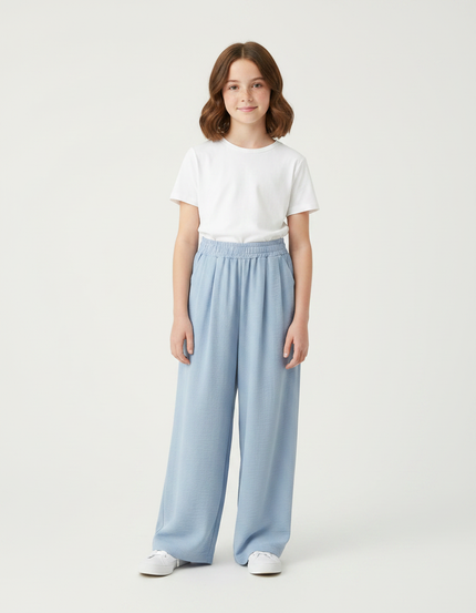 Pantalon Parachute Bleu Ciel Ample Fluide Décontracté Femme - Viscose