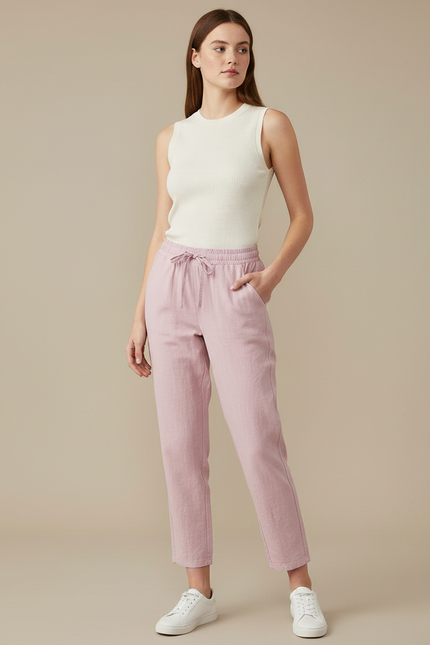 Pantalon Parachute Rose Lin Ample Femme
