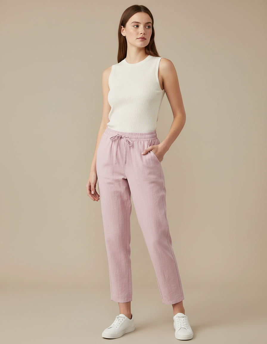 Pantalon Parachute Rose Lin Ample Femme