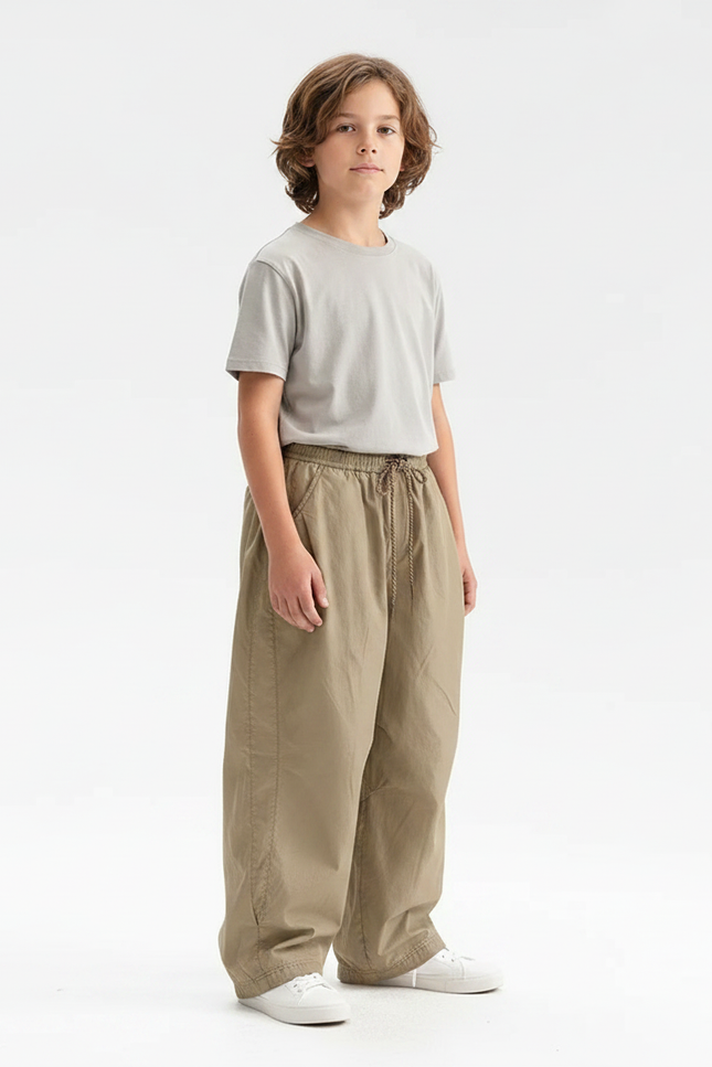Pantalon Parachute Kaki Ample Décontracté Streetwear - Polyester