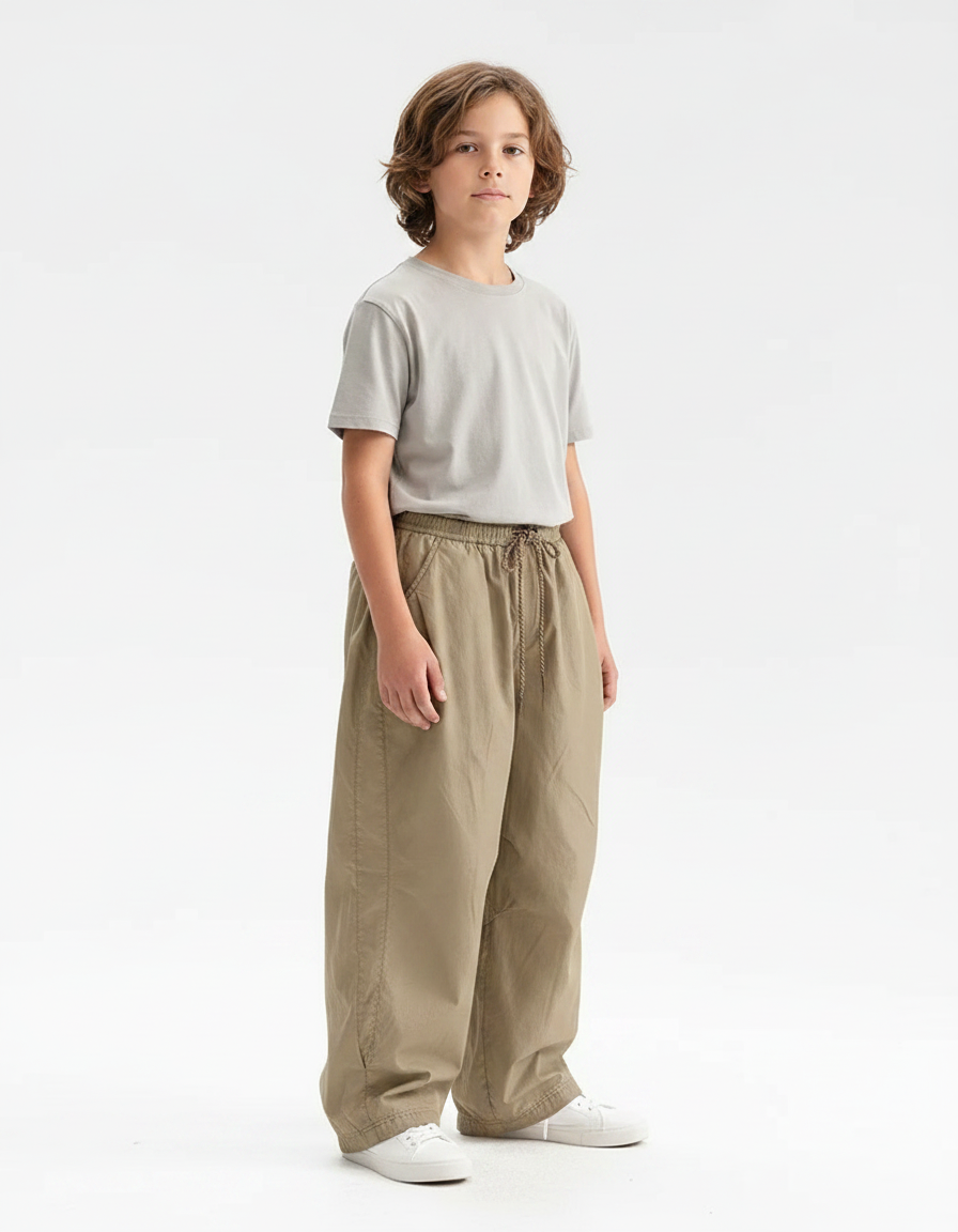 Pantalon Parachute Kaki Ample Décontracté Streetwear - Polyester