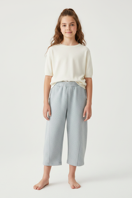 Pantalon Parachute Gris Ample Coton Enfant Confort - Molleton