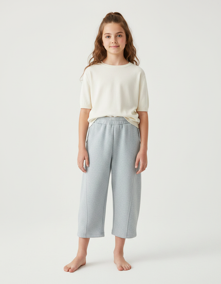 Pantalon Parachute Gris Ample Coton Enfant Confort - Molleton