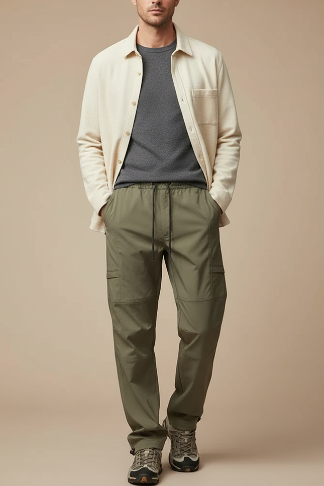 Pantalon Parachute Kaki Cargo Décontracté Léger Homme - Polyester