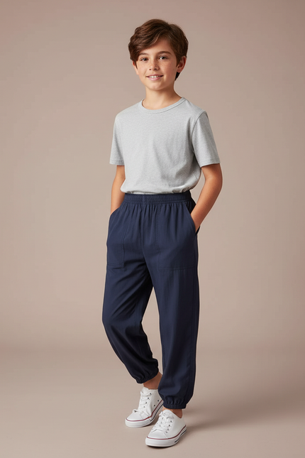 Pantalon Parachute Marine Ample Coton Enfant