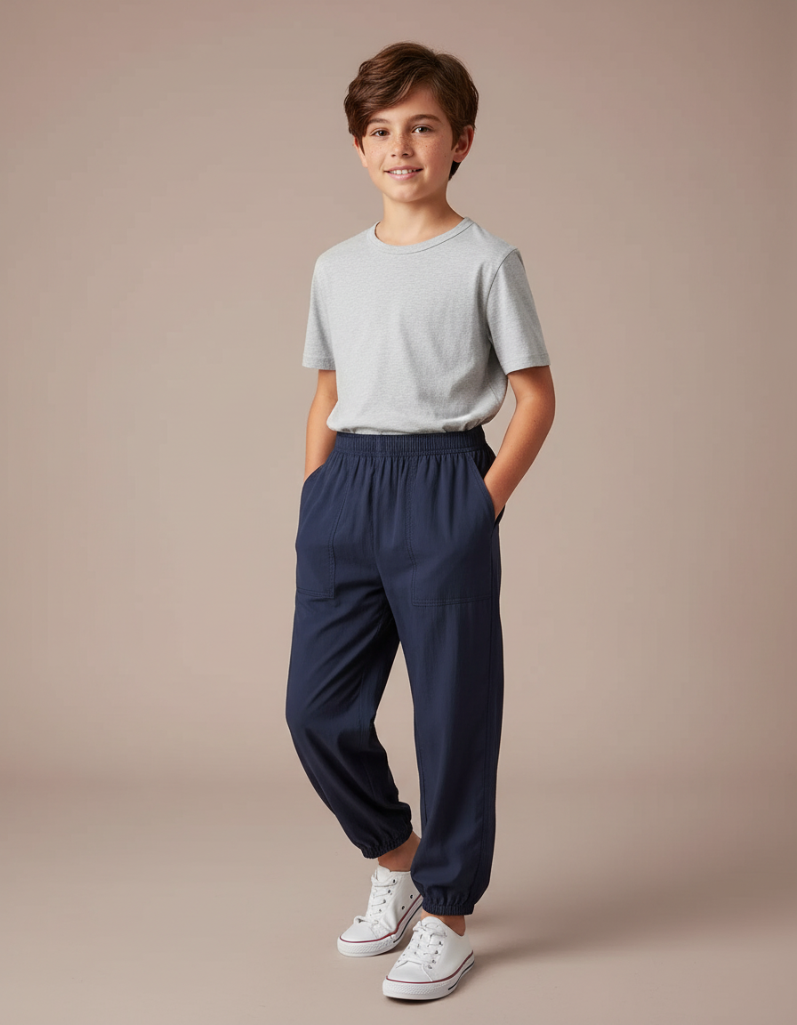 Pantalon Parachute Marine Ample Coton Enfant