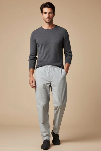Pantalon Parachute Gris Clair Décontracté Imprimé Homme - Polyester