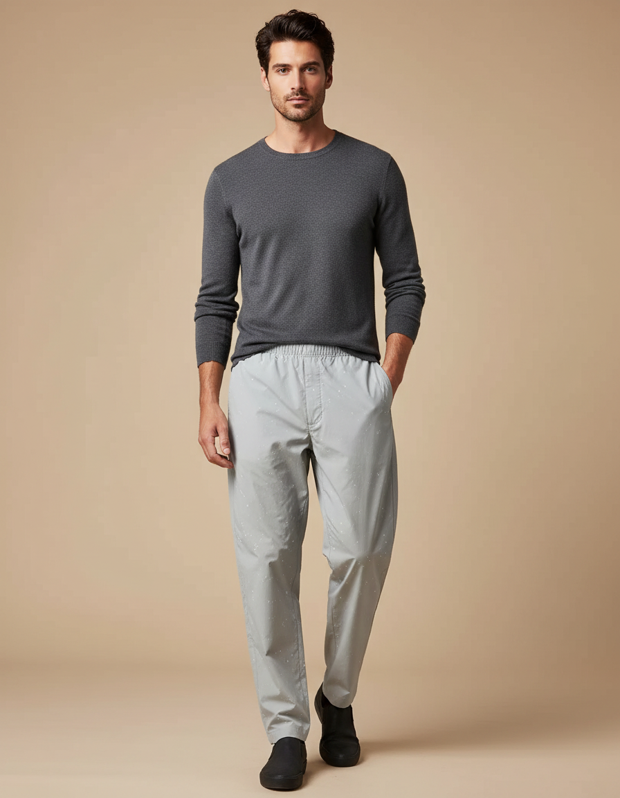 Pantalon Parachute Gris Clair Décontracté Imprimé Homme - Polyester