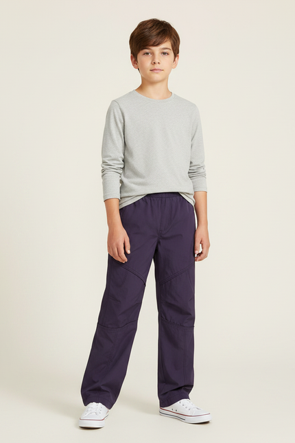 Pantalon Parachute Violet Garçon Ample Décontracté - Polyester