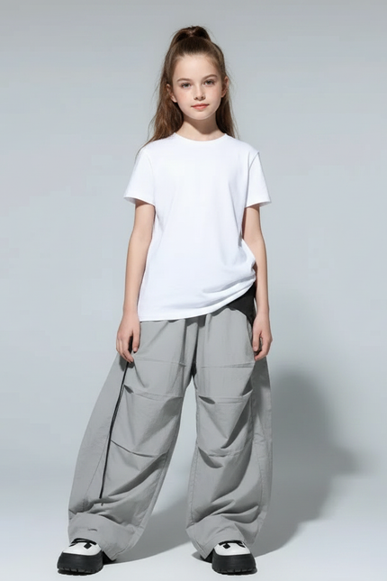Pantalon Parachute Gris Ample Décontracté Enfant Danse - Polyester