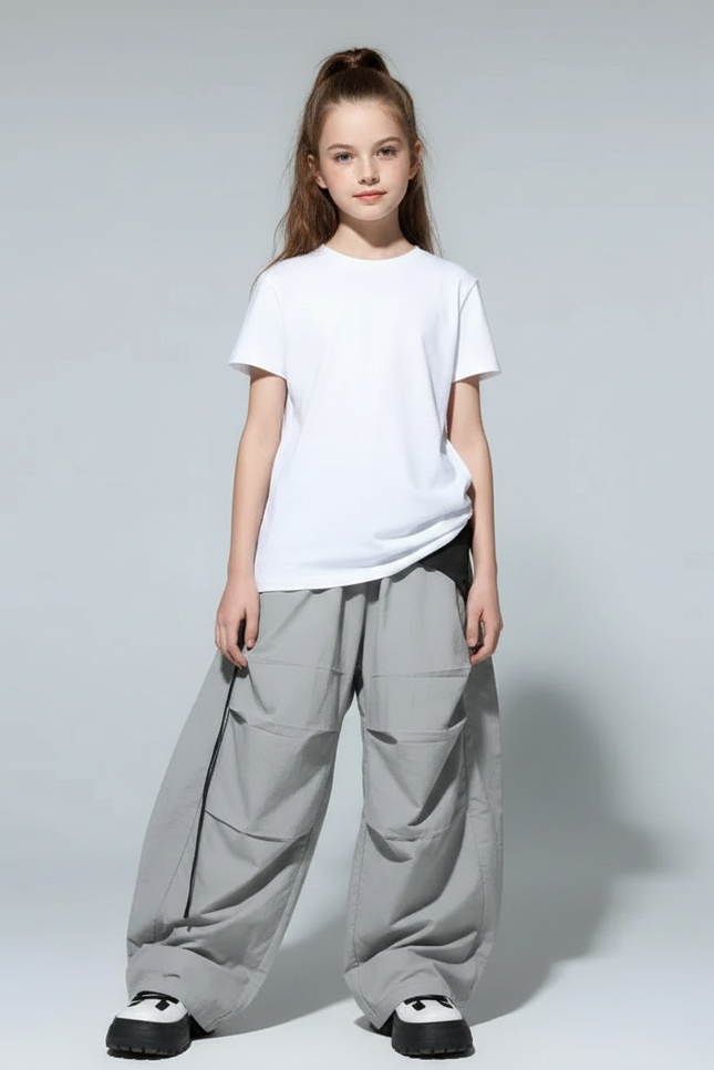 Pantalon Parachute Gris Ample Décontracté Enfant Danse - Polyester